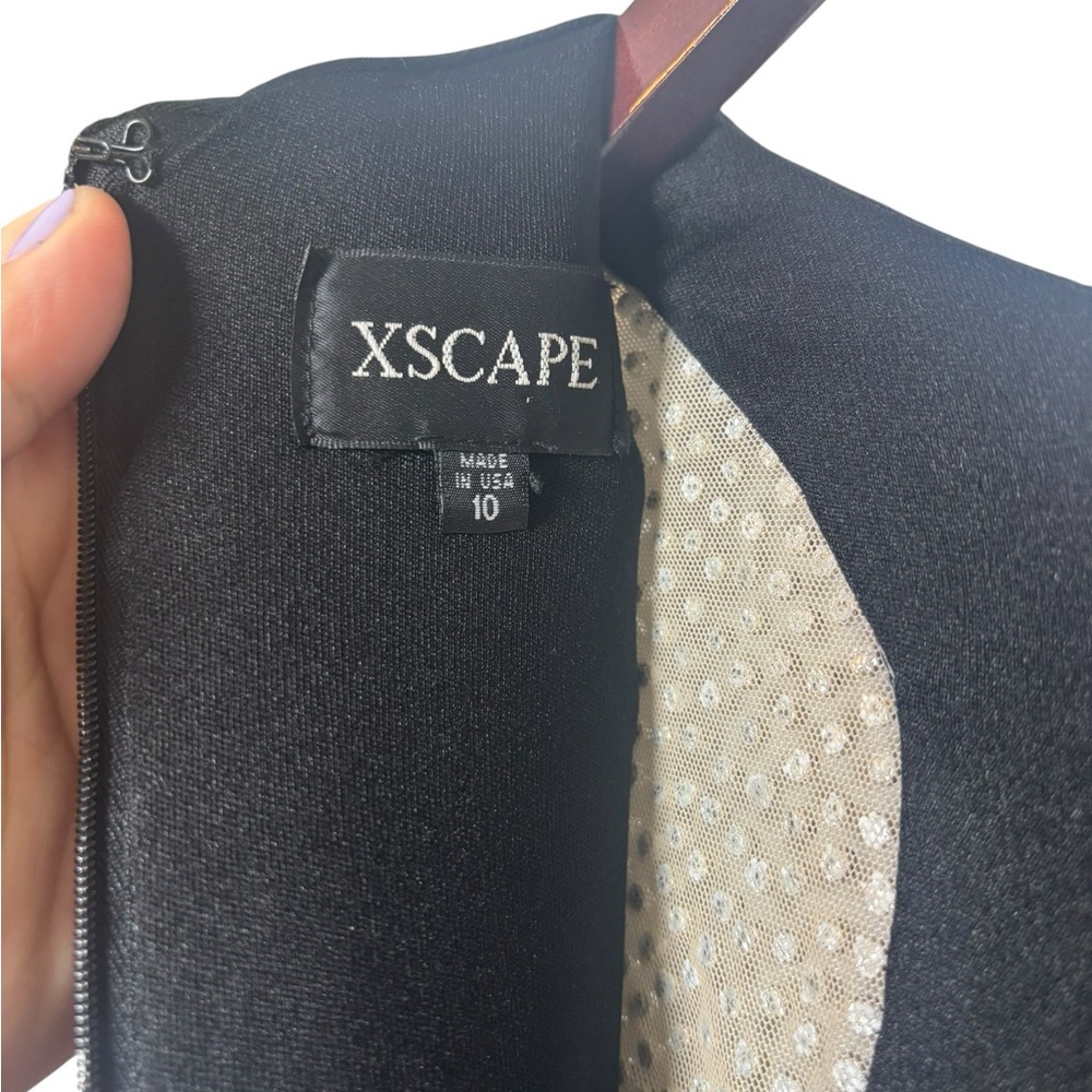 Xscape Women Long Sleeve Beaded Contour GownSpecial Occasion Dress Black Size 10 - Picture 7 of 7